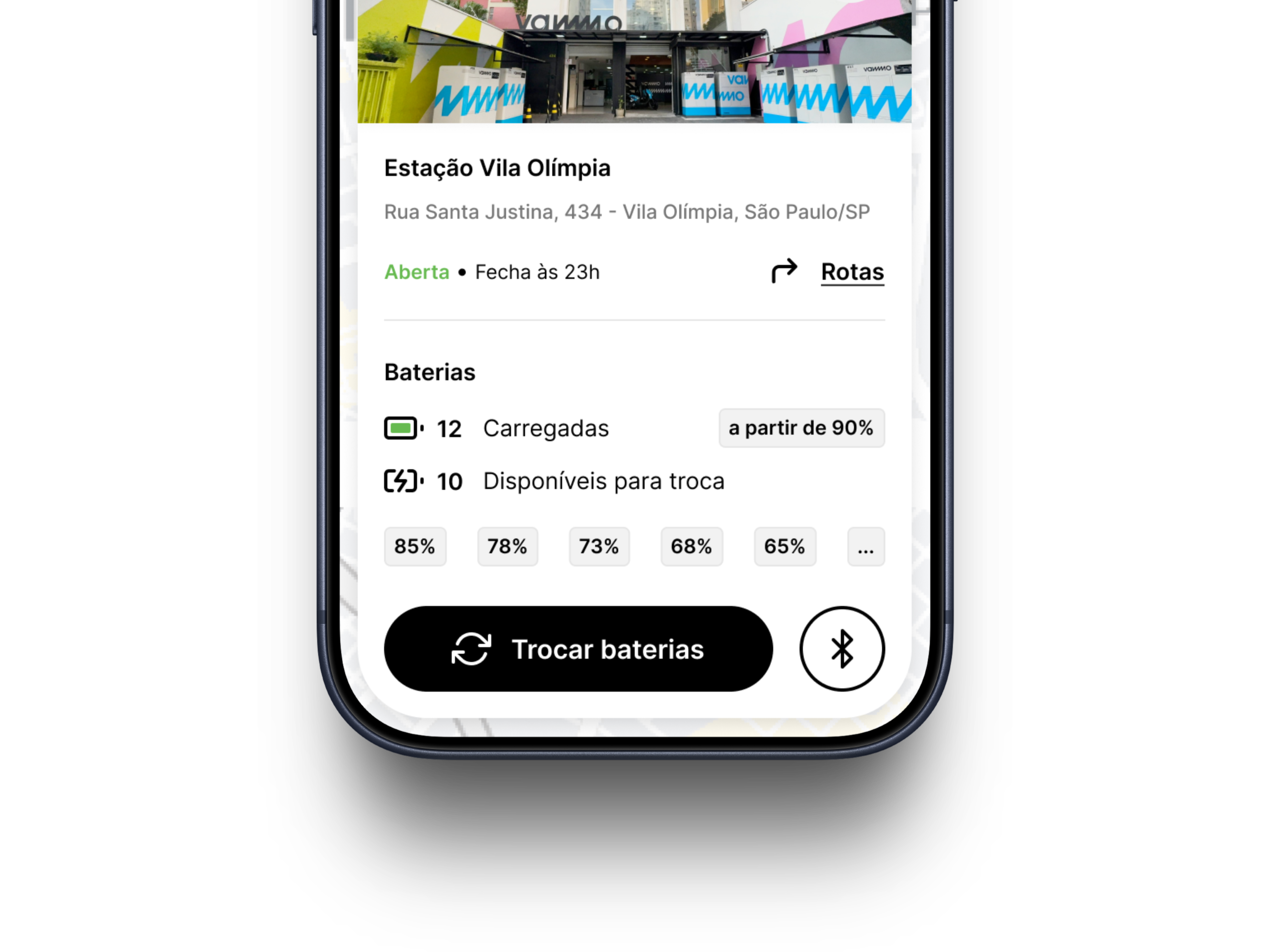 Tela de estação do app Vammo